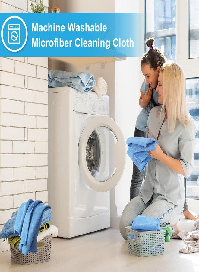 Meanplan 36 Pack 16'' x 16'' Microfiber Cleaning Cloths Reusable Wash Rags Microfiber Towels Softer Highly Absorbent Multifunctional Purpose for House Kitchen Car Window Dust(Blue) - Image 4